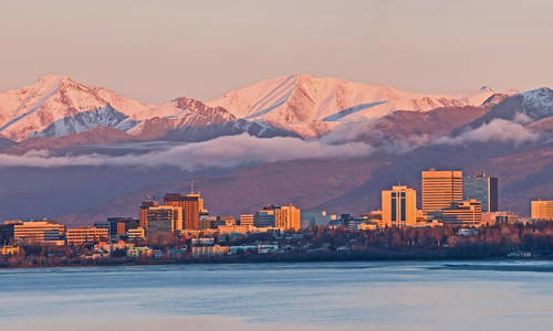 Anchorage, Alaska at sunset