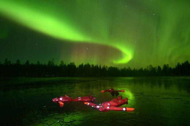 Aurora floating in Finnish Lapland