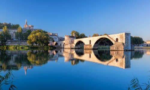 Avignon Bridge with Popes Palace in Provence, France