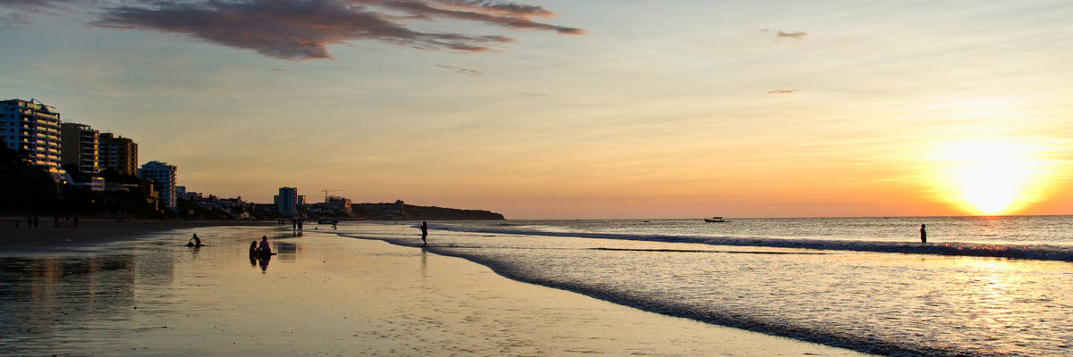 Beautiful colorful sunset at the beach in Manta, Ecuador