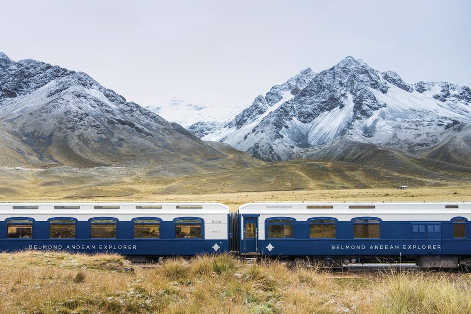 Andean peaks and the Belmond Andean Explorer