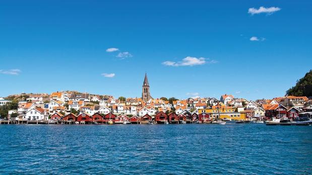 View of Fjallbacka waterfront in summmer, Sweden