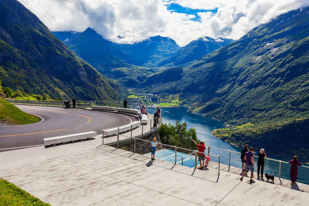 A scenic lookout on Eagle Road, Geirangerfjord, Norway