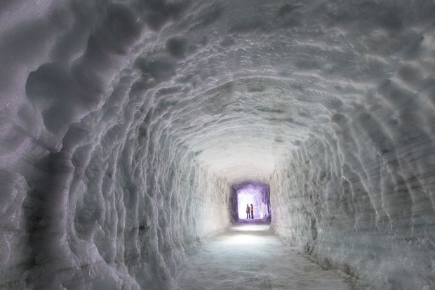 Couple in the Langjökull Glacier