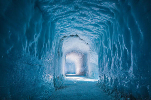 The inside of a glacier