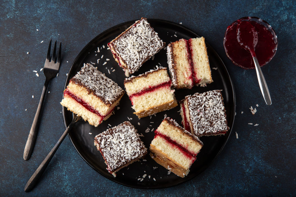 Plate of lamington cakes