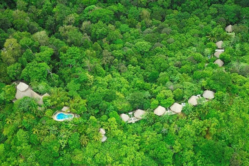 Aerial shot of Lapa Rios Ecolodge