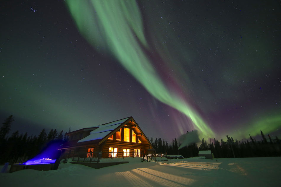 Northern Lights above the Northern Lights Resort & Spa