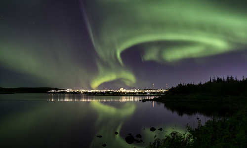 Northern Lights over Eillidavatn, close to Reykjavik