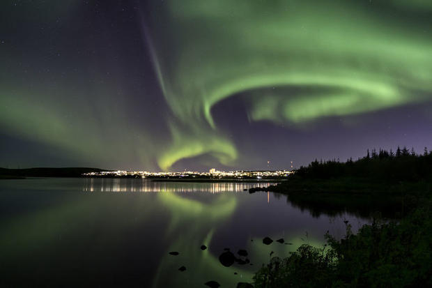 Northern Lights over Hotel Grimsborgir, Iceland