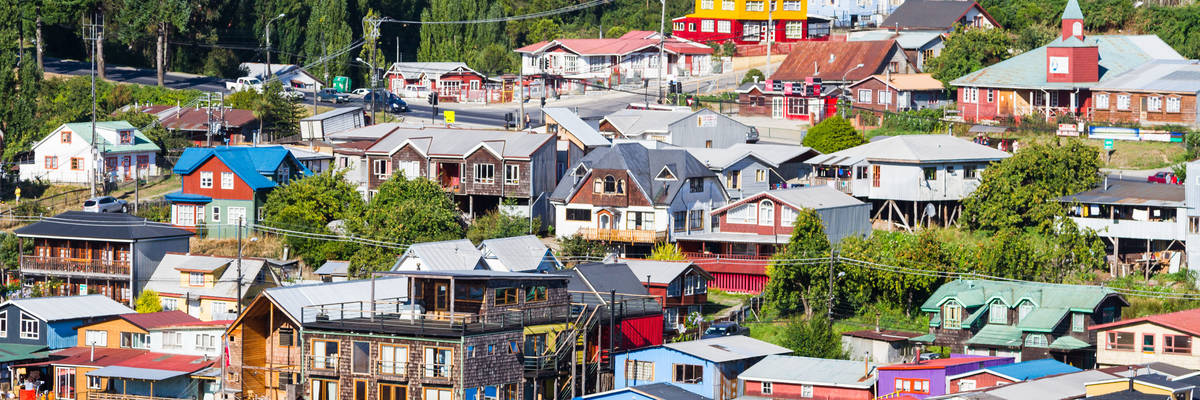 Palafito houses on stilts in Castro, Chiloe Island, Patagonia, Chile