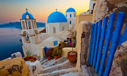 Santorini Sunset Pathway View