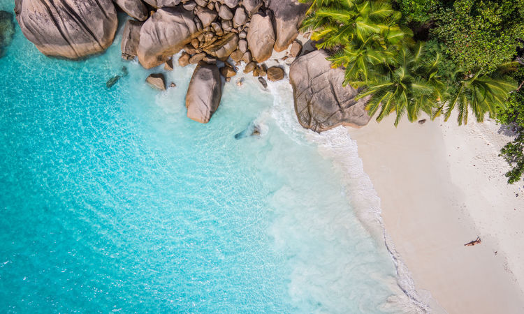 Aerial view of Shark Beach, Seychelles