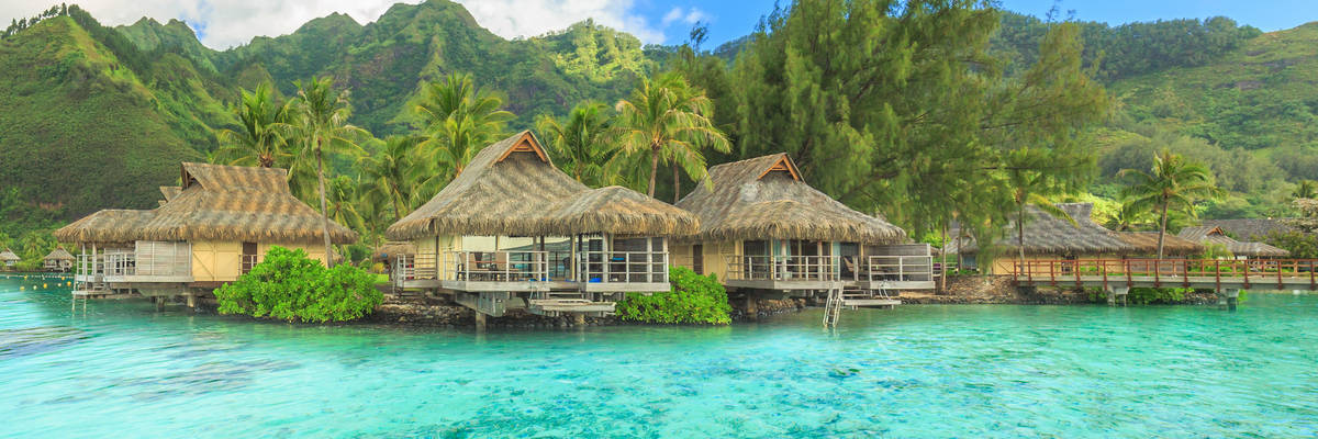 The Beautiful sea and resort in Moorae Island at Tahiti PAPEETE, FRENCH POLYNESIA.