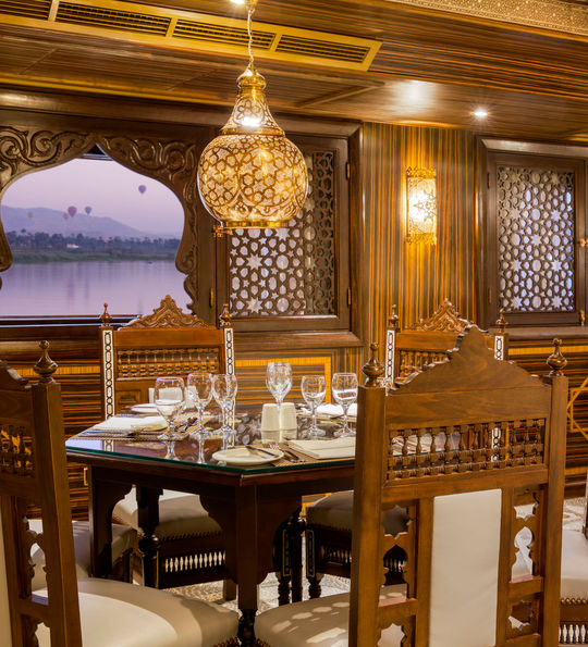 Dining room aboard S.S. Sphinx, Uniworld cruise ship 