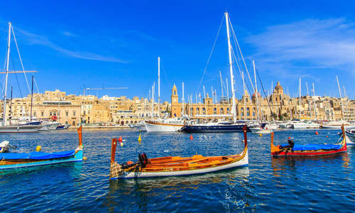 Valletta port and colourful boats, Malta