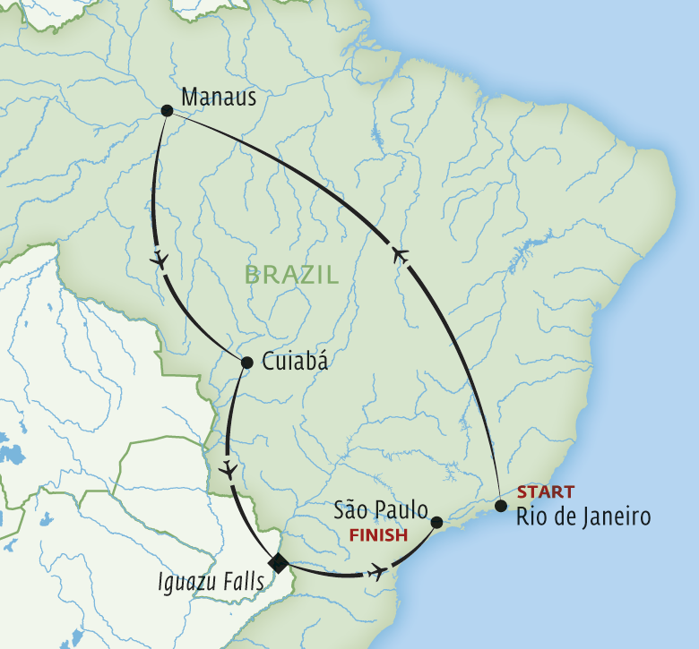 Map for Brazil: Wildlife & Waterfalls